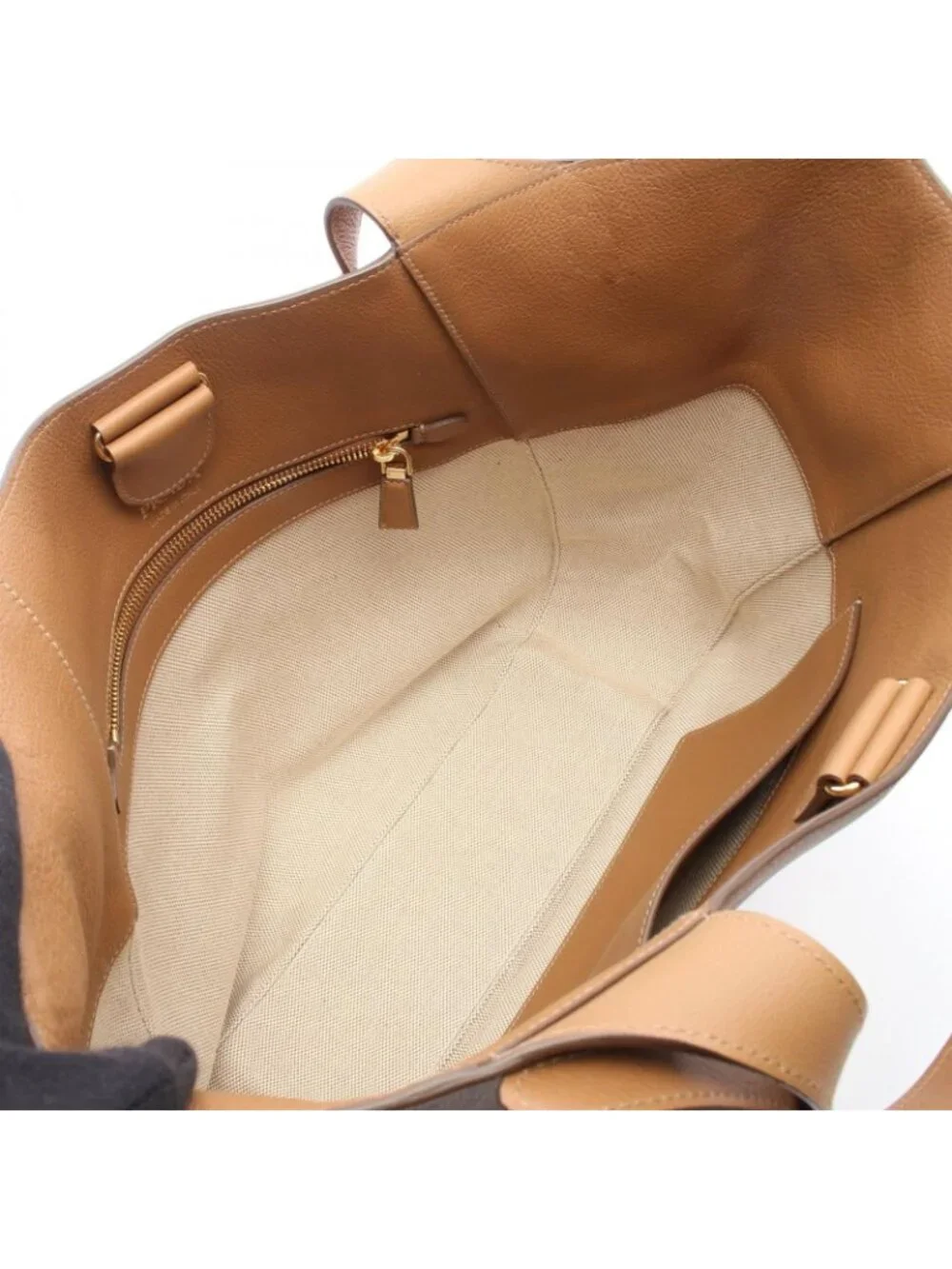Prada Tote Bag Logo Camel Leather